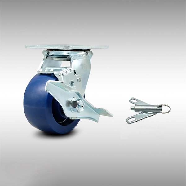 4 Inch SS Solid Poly Caster with Ball Bearing and Brake/Swivel Lock SCC